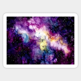 Watercolor Outer Space, Stars and Colorful Nebula Sticker